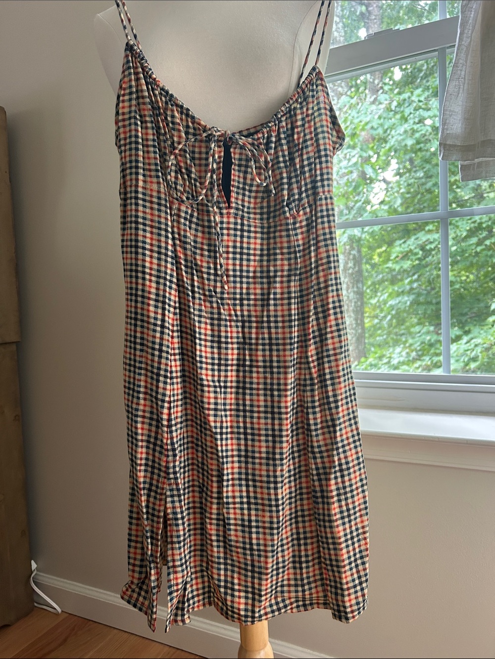 Motel Rocks Orange, Black & Cream Gingham Slip Dress